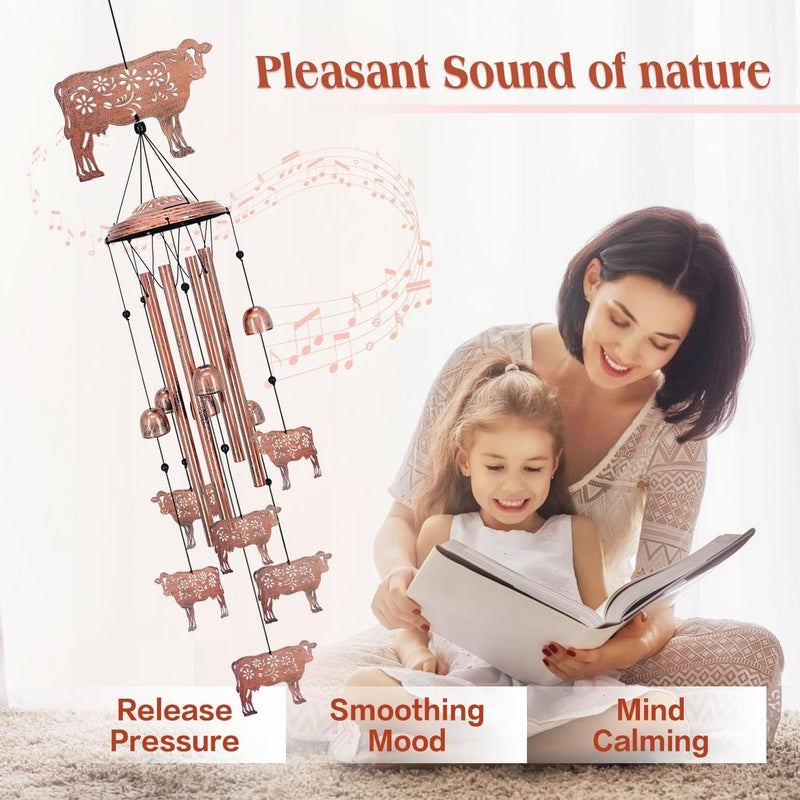 EZTZEN Cow Wind Chimes for Outside,Cow Gifts for Women/Men/Sympathy/Memorial/Festival Birthday Gifts Metal windchimes Outdoors/Indoors,Patio,Garden Decor,Yard Decor,Home,Porch - Image 3